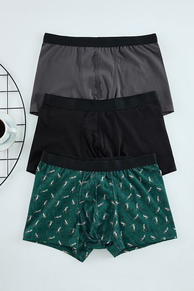 Trendyol Collection 3 csomag mintás pamut boxer - TMNAW25BX00018