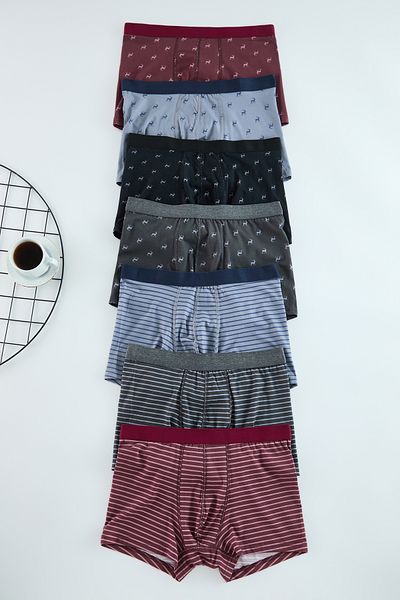 Trendyol Collection 7 színes pamut boxer készlet - sima/mintás TMNAW25BX00000