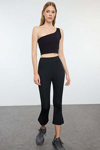 Trendyol Collection Španělské legíny na jógu černé legíny - pletené sportovní, Thmaw25Ty00000