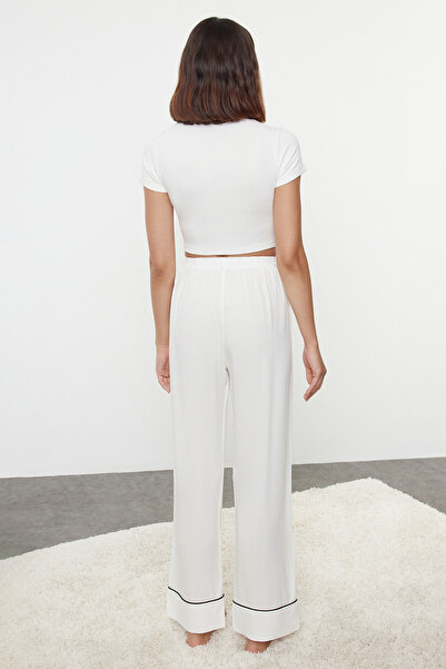 Trendyol Collection Black-Ecru 2'Li Package Viscose Bias Detailed Woven Pajama Bottom Thmaw25Pj00015