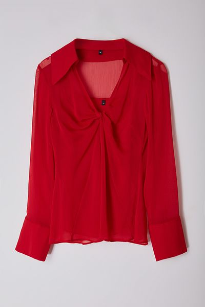 Trendyol Collection Лимитирана серия червена шифонена блуза - Yoryo Tpraw25Bz00005