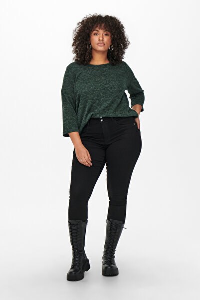 Only Carmakoma LDS Jersey - μανίκι 3/4, λεπτομέρεια με φερμουάρ, μπλούζα με κυρτό στρίφωμα NML19404