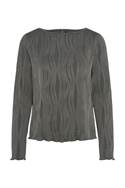 PIECES Μπλουζάκι με λαιμόκοψη υψηλής σχεδίασης - Babylock κομμένο και φουσκωτά μανίκια