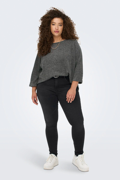 Only Carmakoma Dres LDS - 3/4 rukáv, detail zipu, spodní lem světlé barvy, sušený