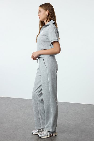 Trendyol Collection Γκρι μελανζ σωλήνας/πλεκτό παντελόνι από μαλακό ύφασμα με ίσιο πόδιTWOAW25EA00012