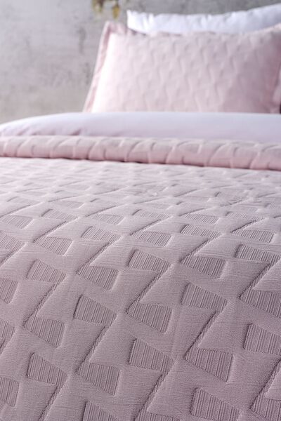 Doqu Home Arya Çift King Size Yatak Örtüsü - Pudra
