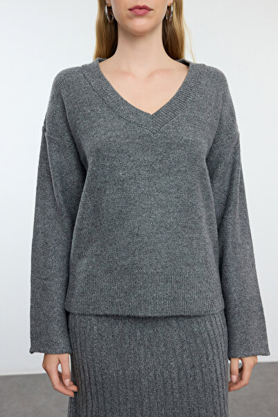 Trendyol Collection Wide Fit Anthracite Knitwear Set - Twoaw25au00087