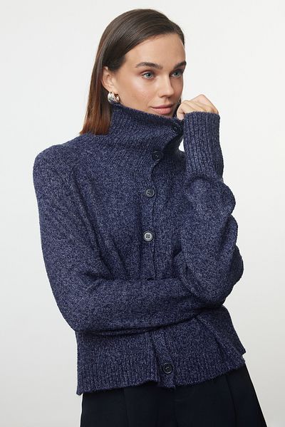 Trendyol Collection Sötétkék színátmenetes puha kötöttáru kardigán - TWOAW25HI00201