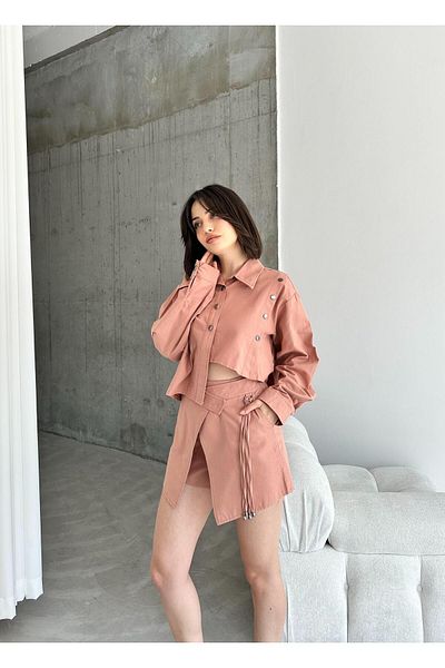 ELBEY Dried Rose Special Design Shorts Skirt Suit - Buttoned Front