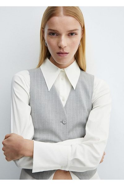 MANGO Woman Slim striped vest