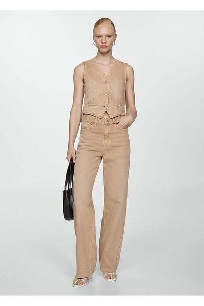 MANGO Woman Wideleg τζιν με ψηλή μέση