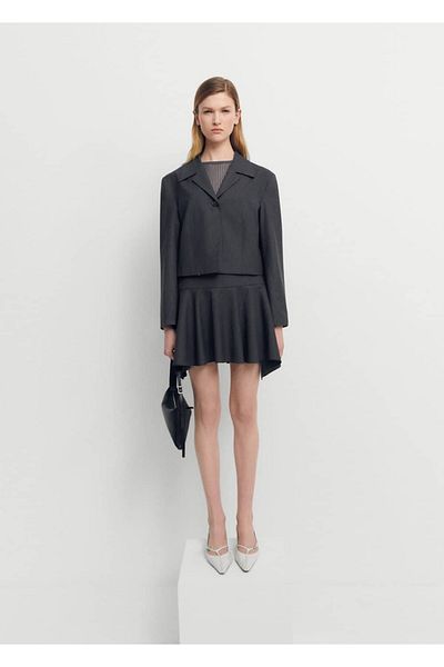MANGO Woman Asymmetric Cut Wool Mini Skirt - Detailed on the Bottom