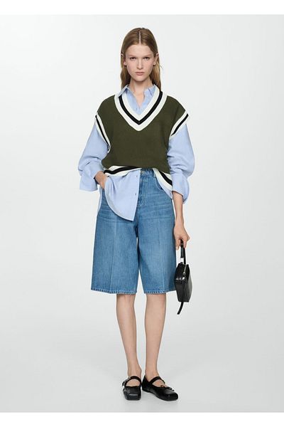 MANGO Woman Contrast V-Neck Vest
