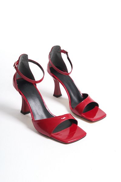 ÜNAL ÖZER Women's Red Patent Leather Ankle Strap Casual Shoes Un001-0312