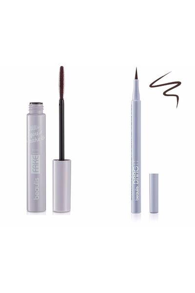 beaulis Fake It Maskara Hot Brown + Drag It Inkpen Keçe Uçlu Eyeliner Brown