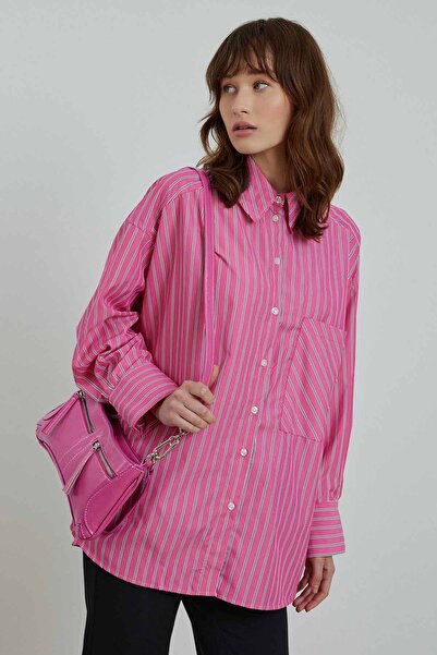 Hooopstore Fuchsia Striped Oversize Shirt