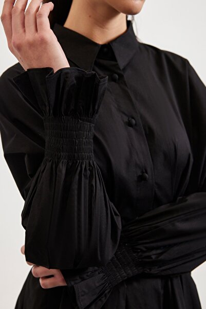 Hooopstore GİPE KOL DETAYLI GÖMLEK - SİYAH