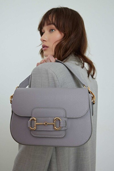 Hooopstore METAL BUCKLE COVER BAG - GRAY