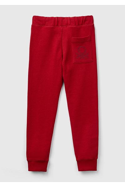 United Colors of Benetton Red Boy's Sweatpants - Back Pocket with Logo