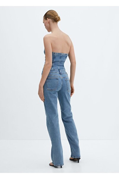 MANGO Woman Straplez denim tulum