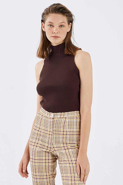 Hooopstore Corduroy Crop Top - Καφέ
