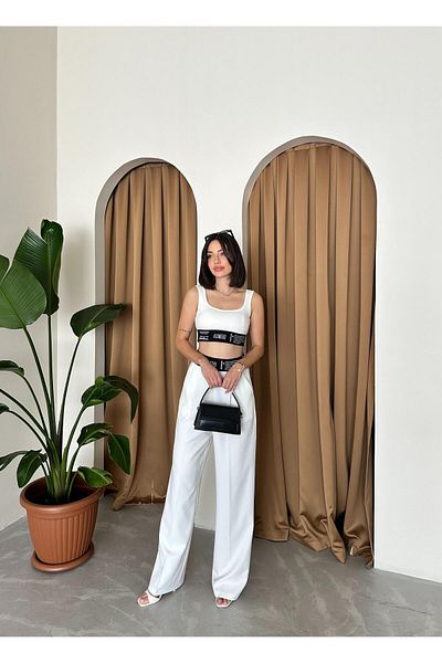 ELBEY White Rubber Detailed Top and Bottom Set Set