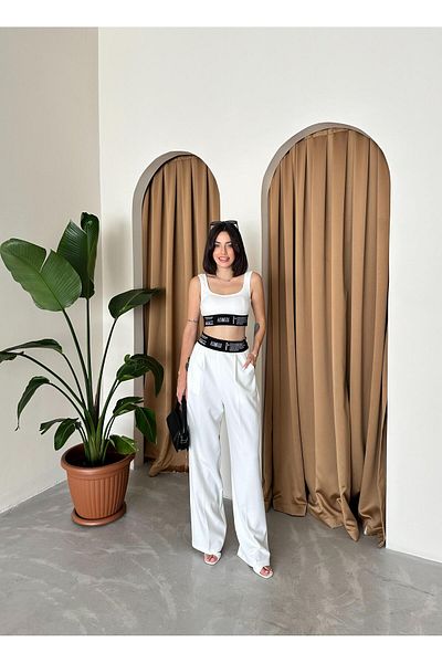 ELBEY White Rubber Detailed Top and Bottom Set Set