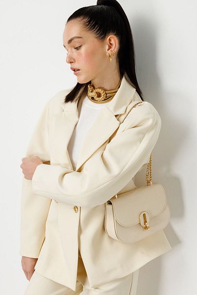 Hooopstore MILENA OVAL LEATHER BAG - CREAM