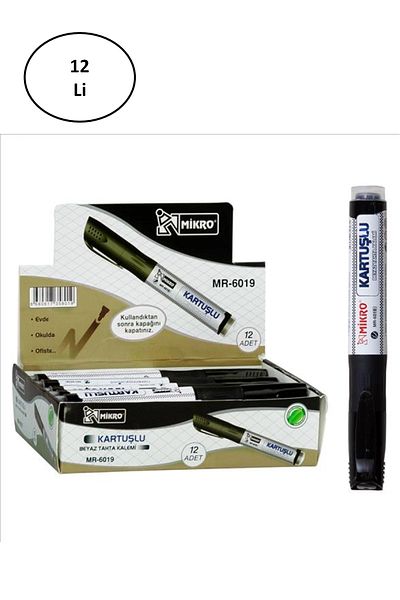 Mikro Mr-6019 - Set of 12 White and Black Wooden Pens