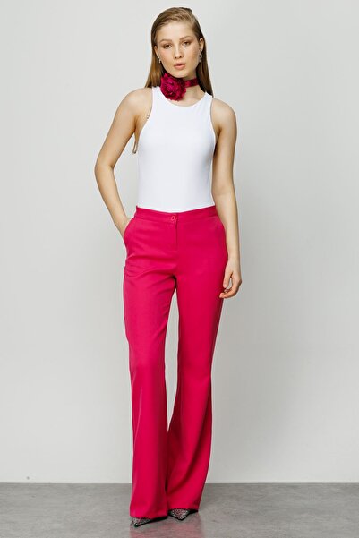 Hooopstore Παντελόνι με πλαϊνά σκισίματα - Φούξια