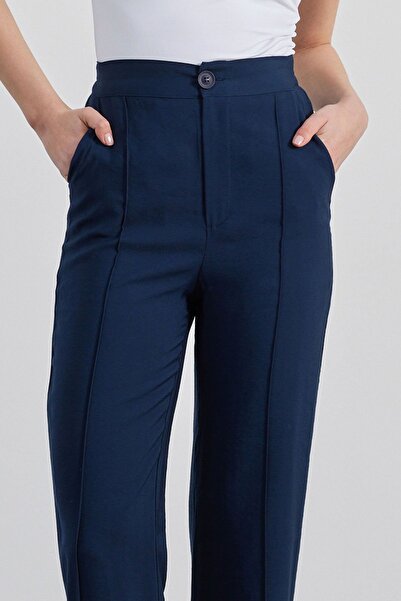 Hooopstore YIRTMAÇ DETAYLI PAMUK VİSKON PANTOLON - LACİVERT