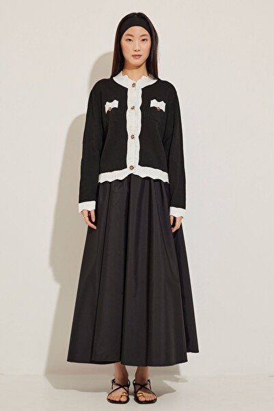 Hooopstore GIGI FLYWHEEL DETAILED KNITWEAR CARDIGAN - BLACK