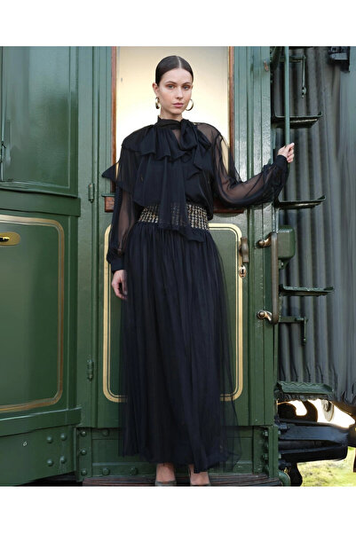 SERPİL Serpil Kadın Siyah - Gold Etek 38848