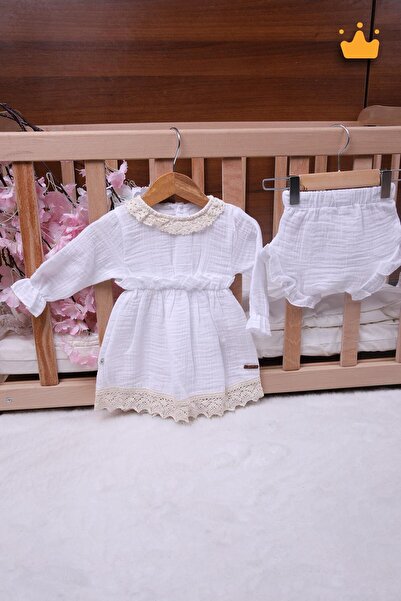 Begisa Babyhola Kız Bebek Çocuk Müslin Kopanakili Şortlu Elbise 22413