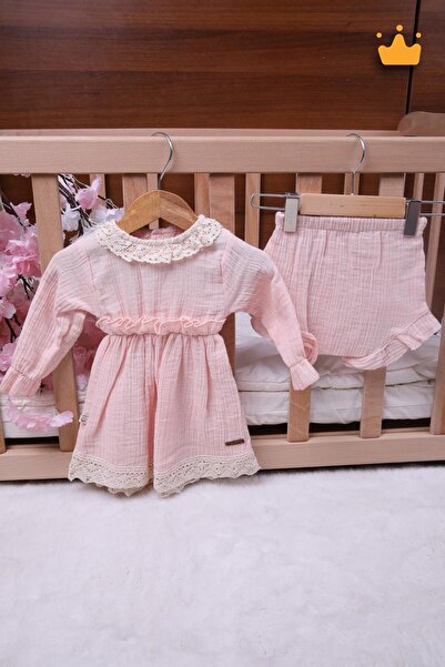 Begisa Babyhola Kız Bebek Çocuk Müslin Kopanakili Şortlu Elbise 22413