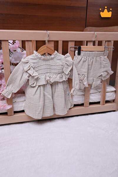 Begisa Babyhola Kız Bebek Çocuk Müslin Fırfırlı Şortlu Elbise 22411
