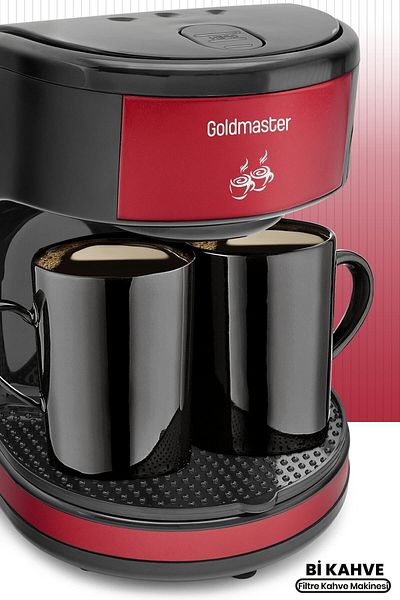 GOLDMASTER Bi Coffee Red Double Cup Filter Coffee Machine