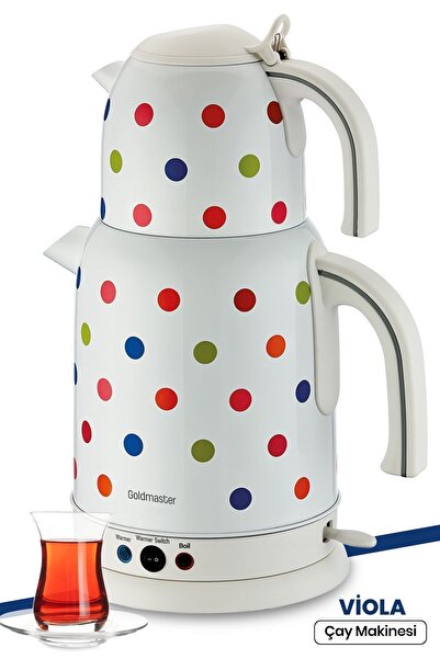 GOLDMASTER Viola 2200 Watt Puantiye Tasarımlı Paslanmaz Çelik Çay Makinesi Ve Su Isıtıcısı