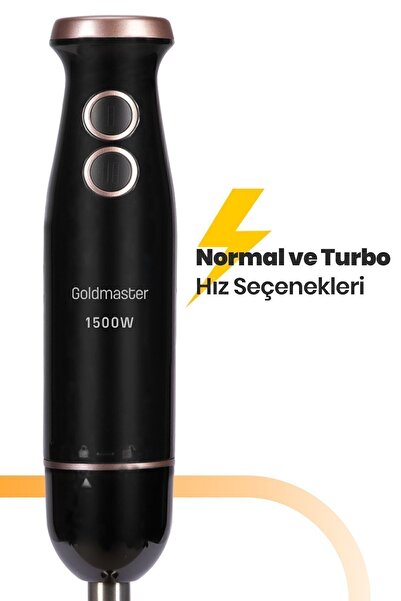 GOLDMASTER Bestmix 1500w 4-Blade Stainless Stick Hand Blender Set with Bowl Gm-7272