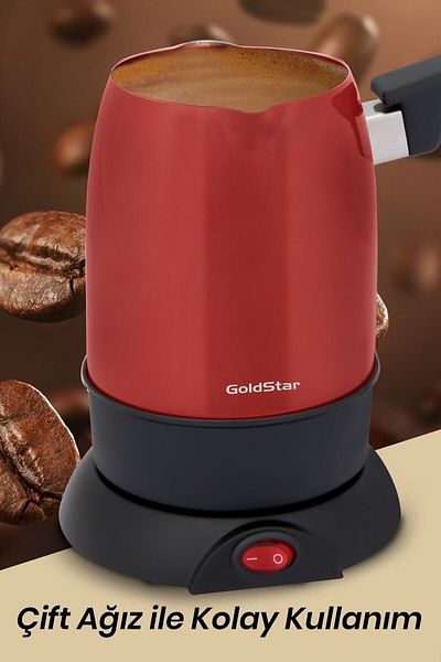 GoldStar Matte Red Stainless Steel Double Mouth Steel Electric Coffee Pot St-7300mk