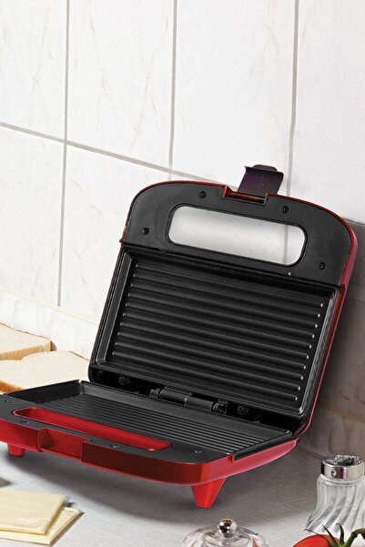 GOLDMASTER Nice 750 W Isınmaya Dayanıklı Tost Ve Izgara Makinesi Kırmızı