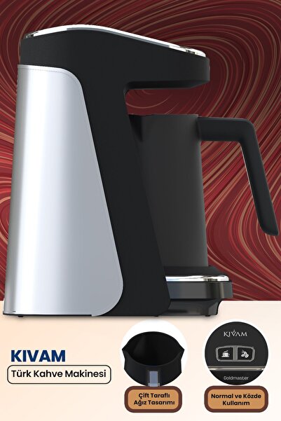 GOLDMASTER Kıvam Silver Geniş Hazneli Akıllı Yerleştirme Patentli Türk Kahve Makinesi