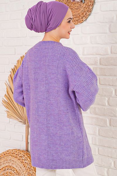 Bigdart 15768 Hijab Strick-Cardigan - Dunkellila