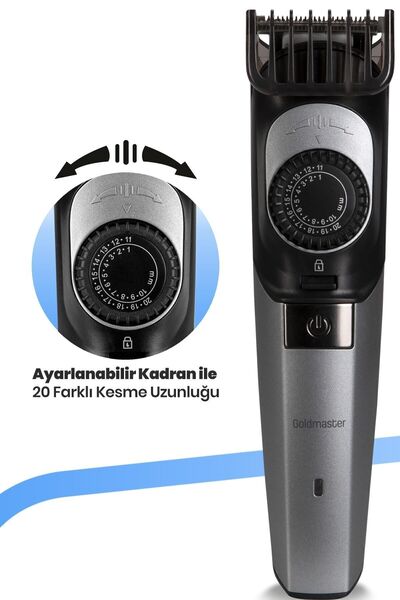 GOLDMASTER Full Profesyonel Paslanmaz Çelik 20*2 Ayarlanabilir Kadranlı 12in1 Standlı Erkek Bakım Seti Kiti