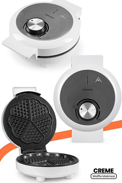 GOLDMASTER Creme 1000W Anti-Overflow Deep Plate Overheat Resistant Waffle Maker White