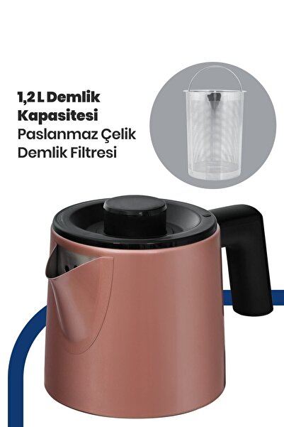 GOLDMASTER Acacia Matte Mink Xl 2200 Watt Patented Non-Drip Design Steel Tea Machine and Kettle