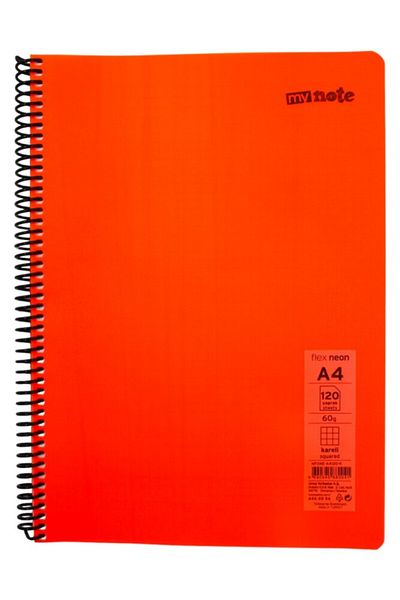 Mynote Flex A4 120 - Leaf Checkered Spiral Neon Cover Plastic Notebook