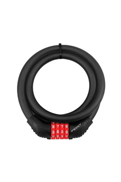 Impact Red 12X100 Spiral Luko Bicycle Combination Lock