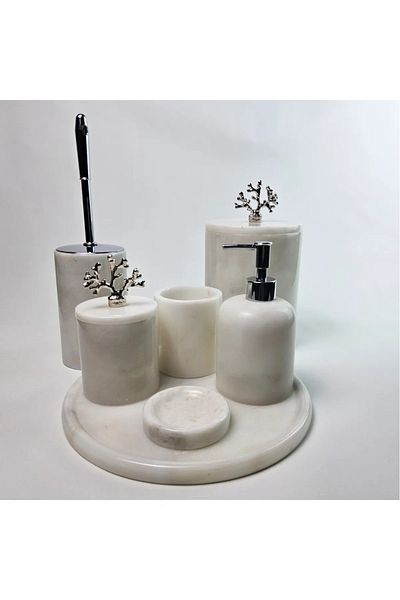 ege gross White Marble Bathroom Set 7Li/Marble Bathroom Set