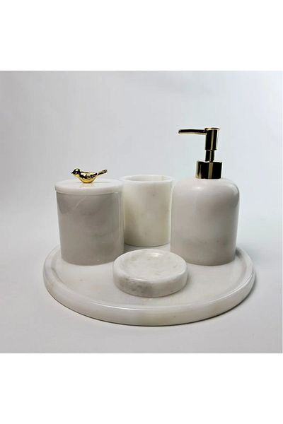 ege gross White Marble Bathroom Set 5Li/Marble Bathroom Set